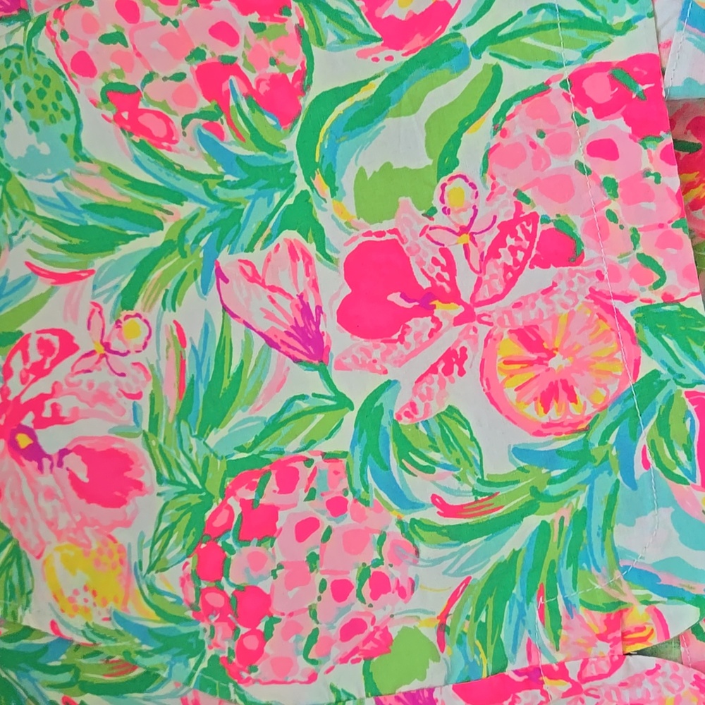Lilly Pulitzer Ocean View Shorts Pear Necessities Pink and Green Shorts Size L - Picture 2 of 4